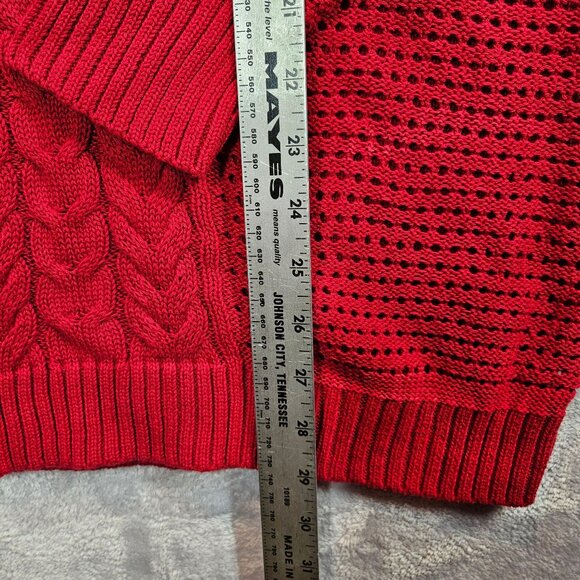 NWT Lane Bryant Womens 3X Red Open Knit V-Neck Sweater 100% Cotton Bold colorful - Picture 7 of 13